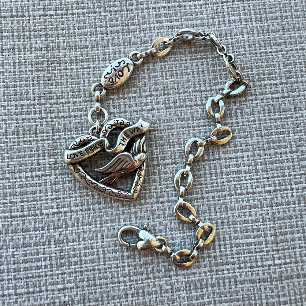Brighton Heart Charm Bracelet Love Finds The Way Cherie Heart  Silver  Bracelet